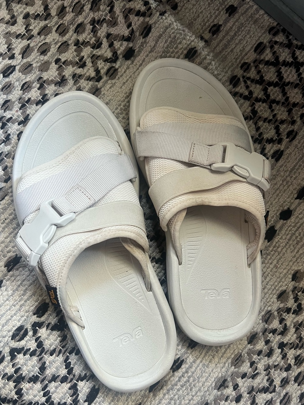 Teva Women's Cream Slide Sandals with Adjustable Straps